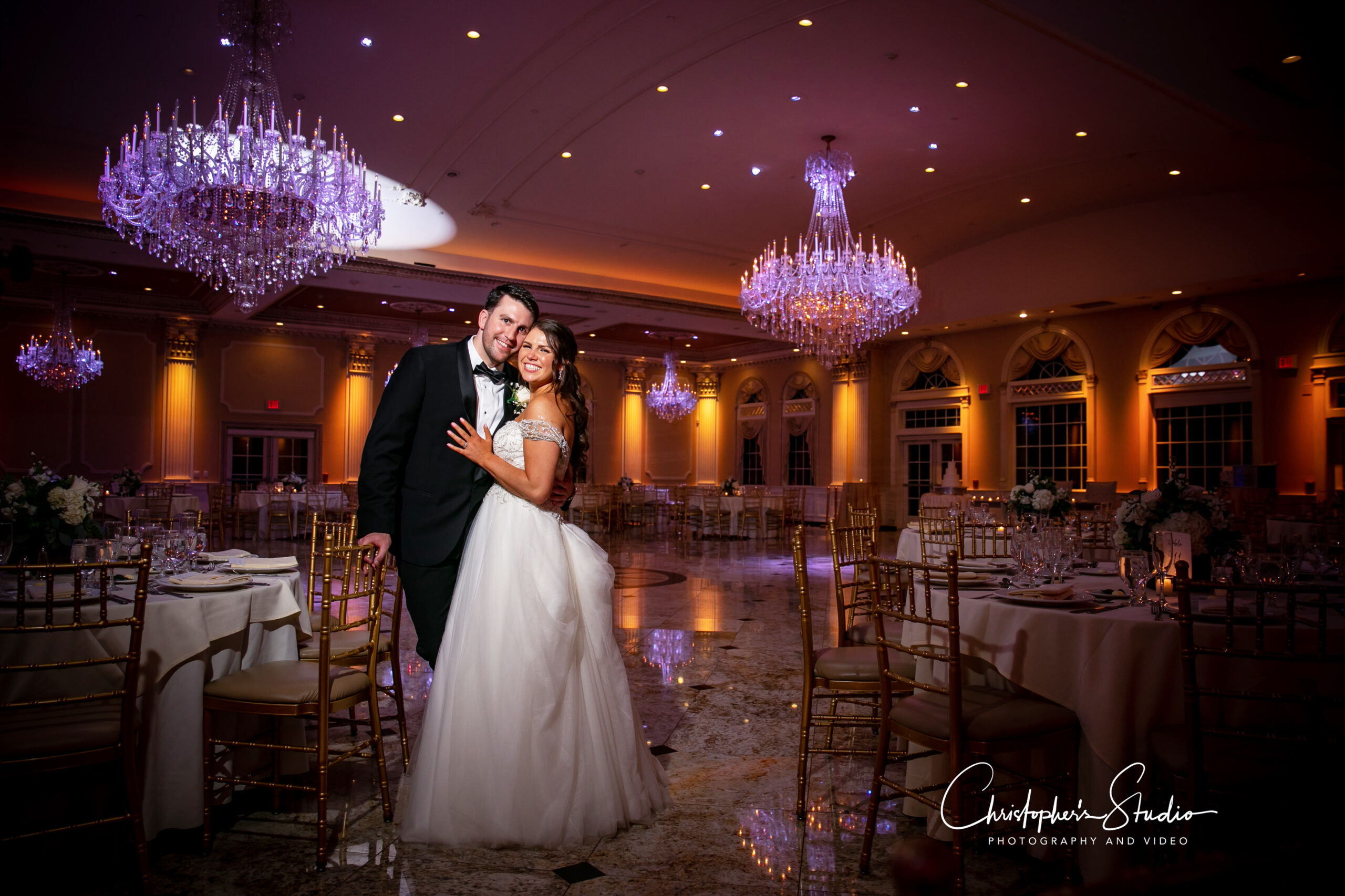 Bride and groom about to dance at The Old Tappan Manor in Old Tappan Manor NJ.
