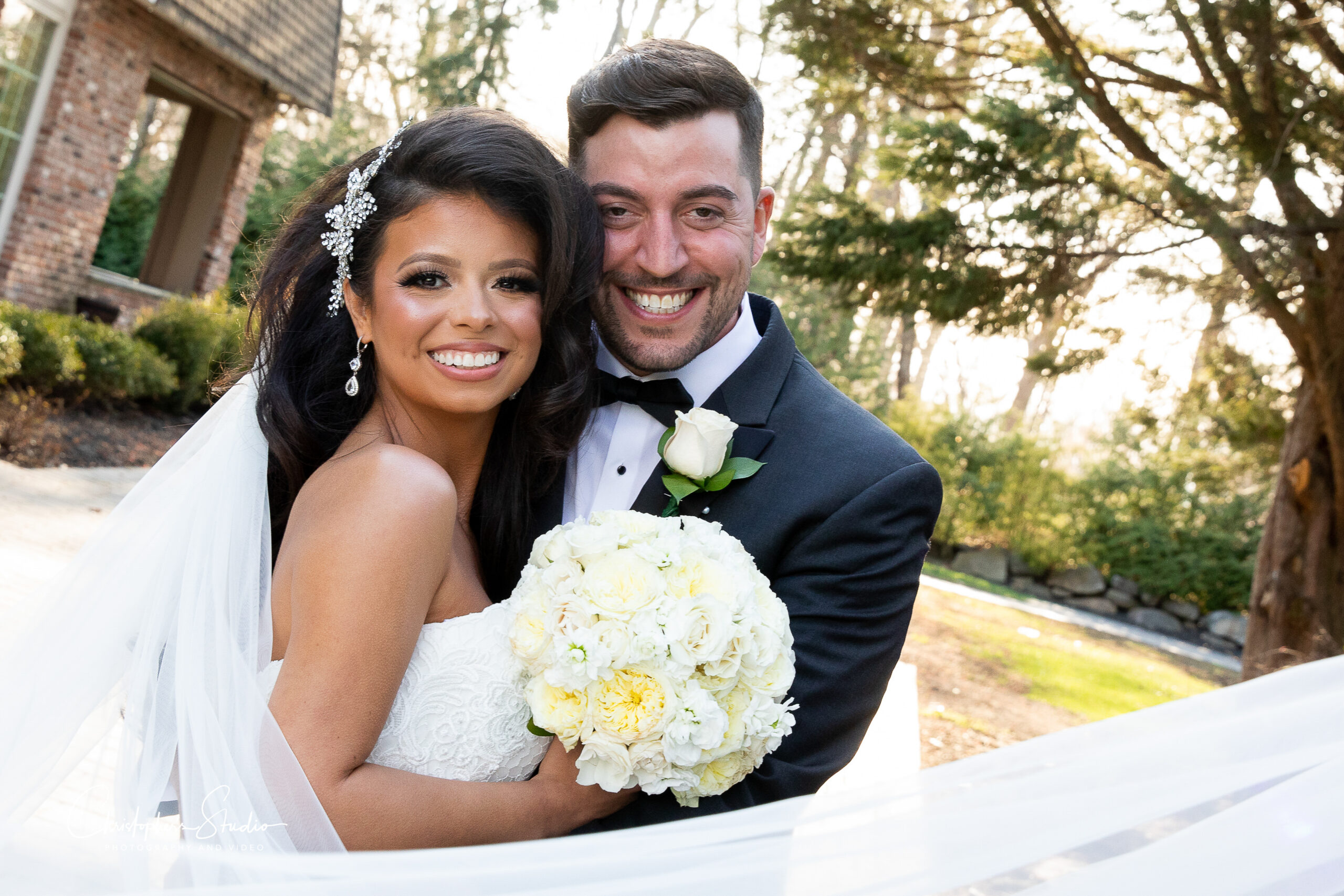 Bride and Groom Huggin before reception starts.