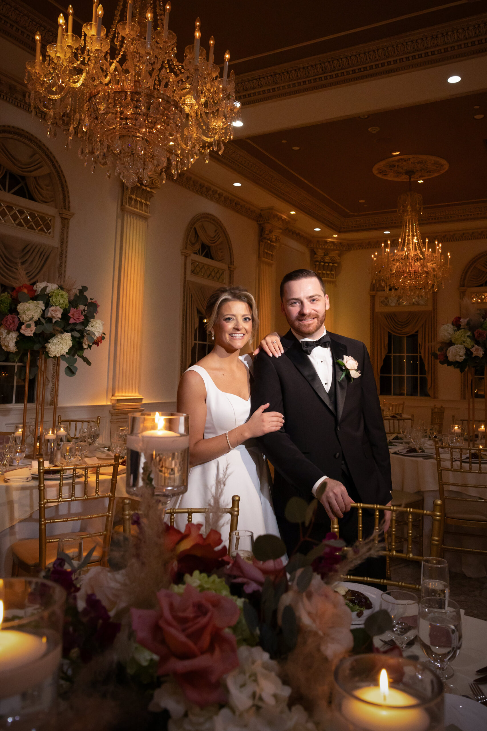 Bride and groom at wedding reception