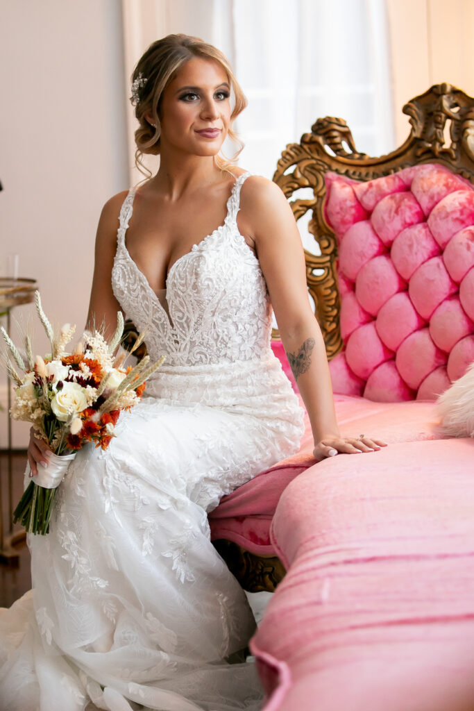 Bridal portrait in the bridal suite.