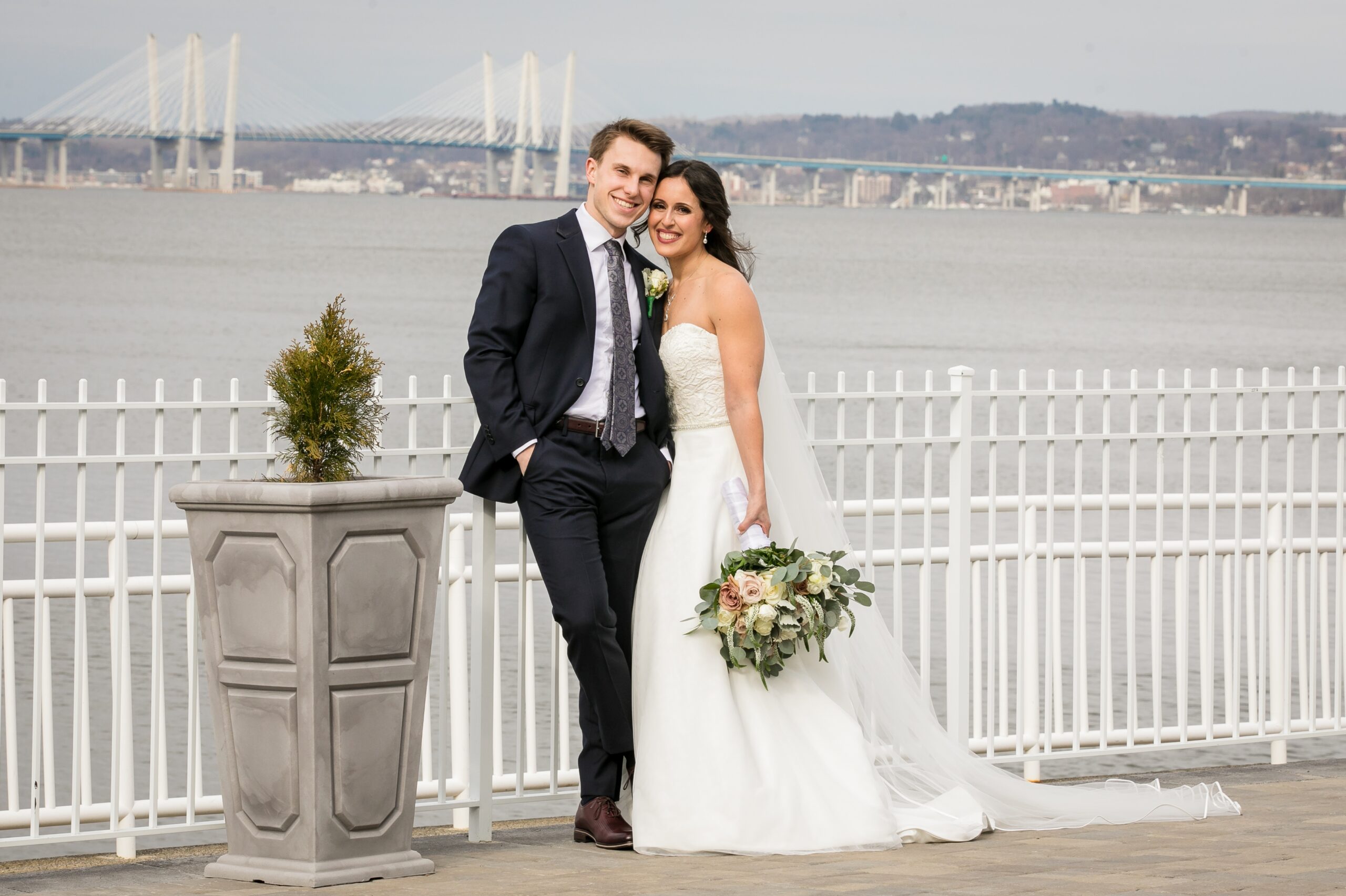 Bridal photos at waterfront wedding venue in NY