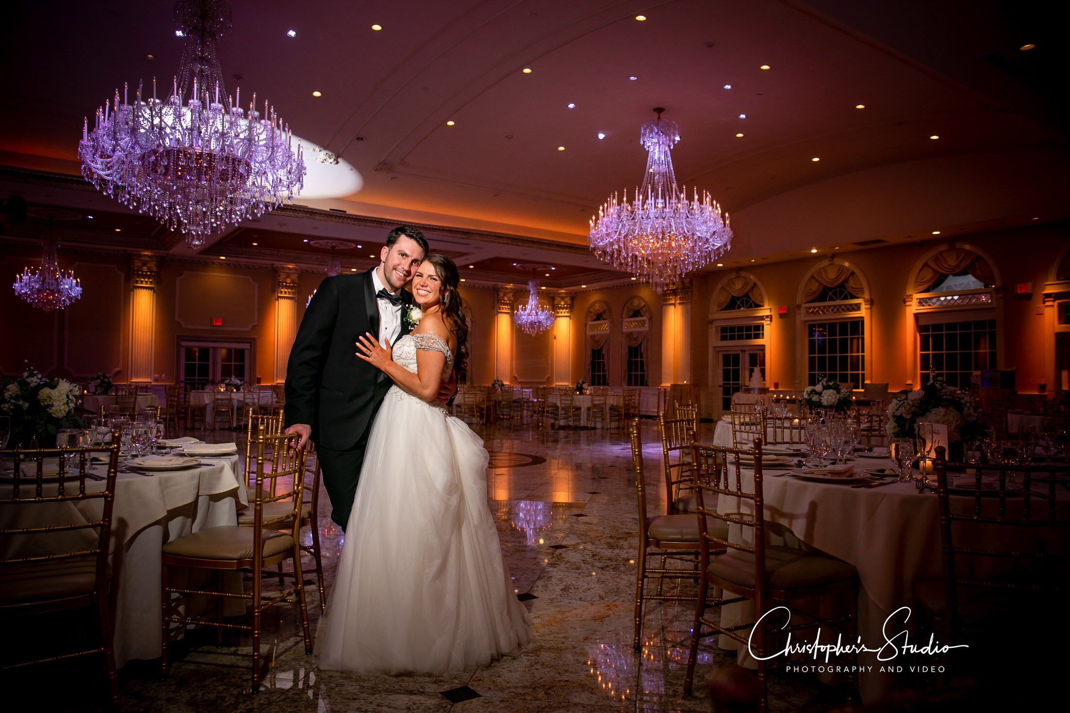 Bride and Groom Posing For Photos at the Old Tappan Manor in Old Tappan Manor, NJ. 