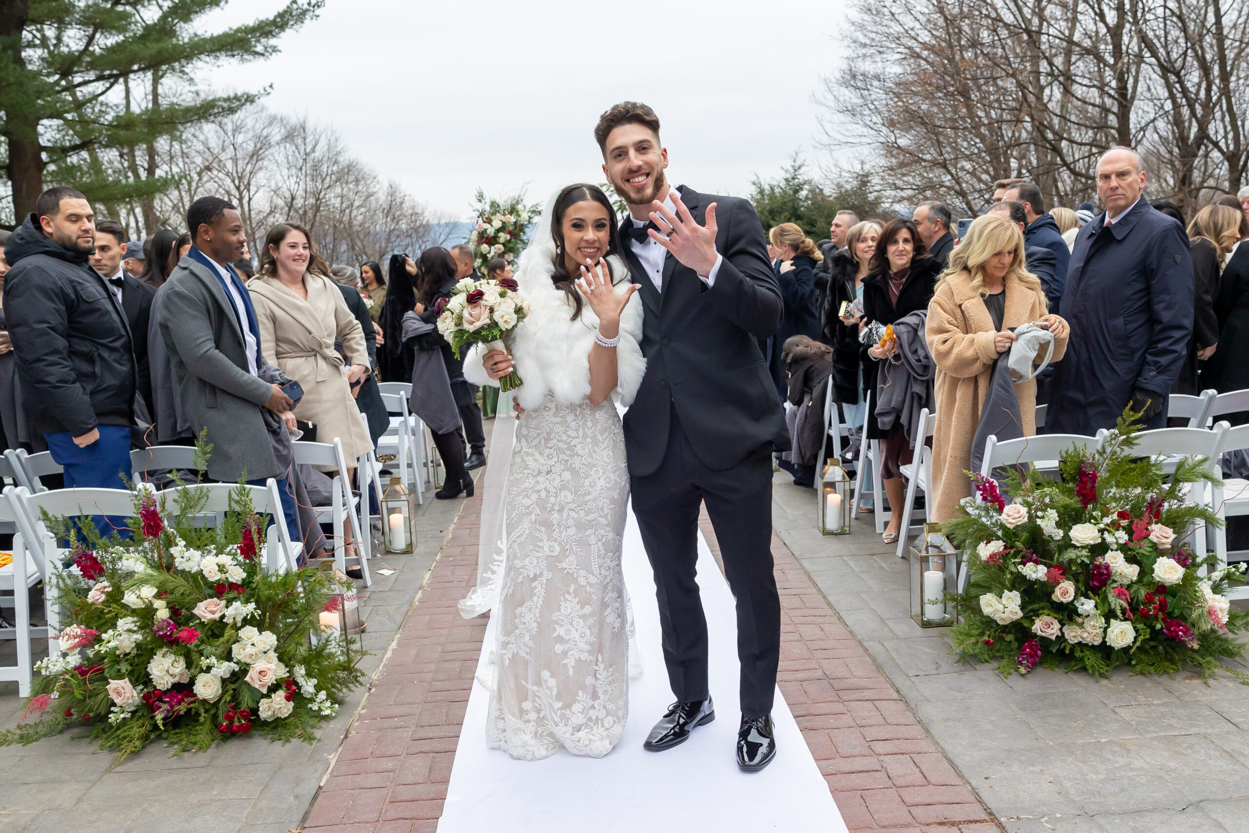 bride and groom after ceremony at Tappan Hill Mansion.