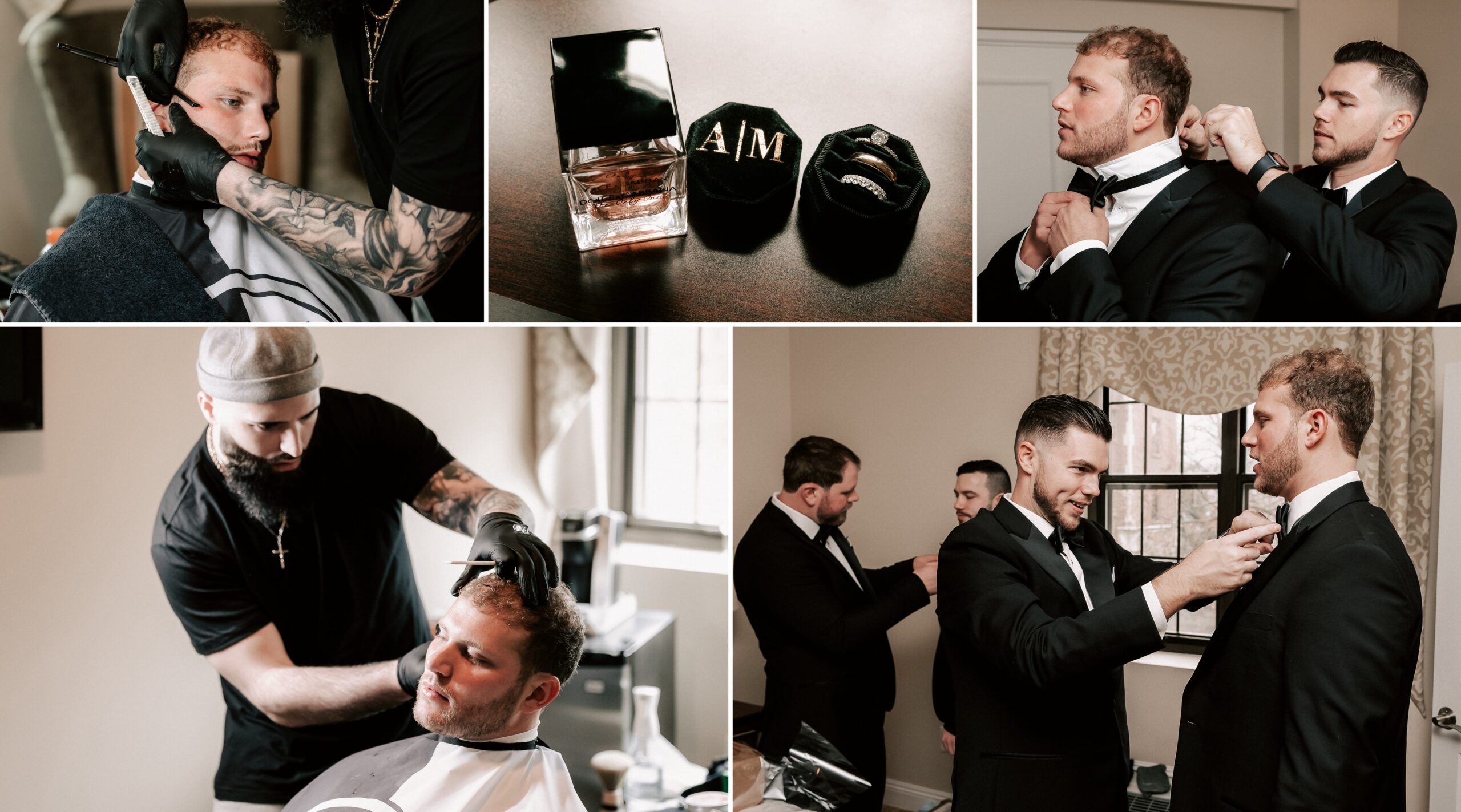 Groom getting ready at Thayer Hotel