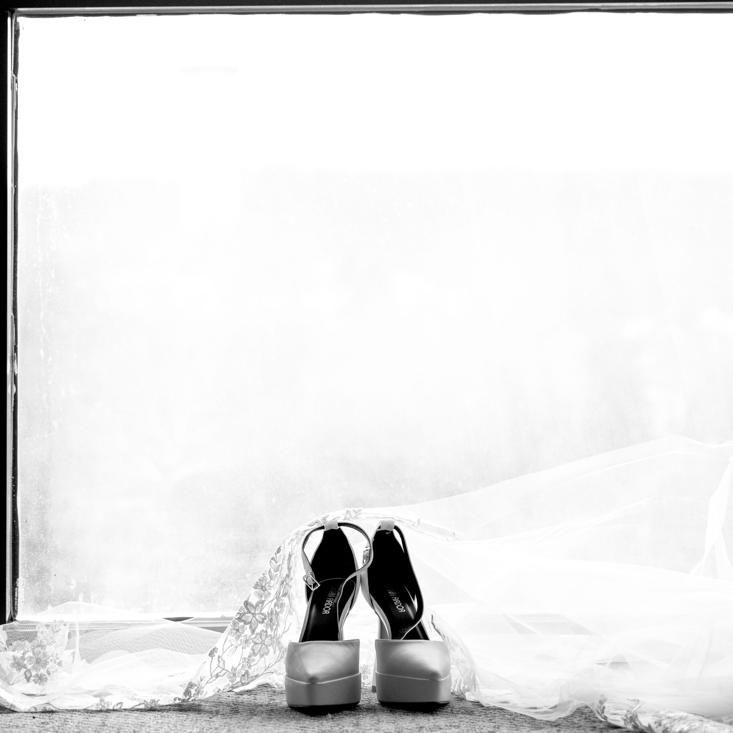 Brides shoes and veil