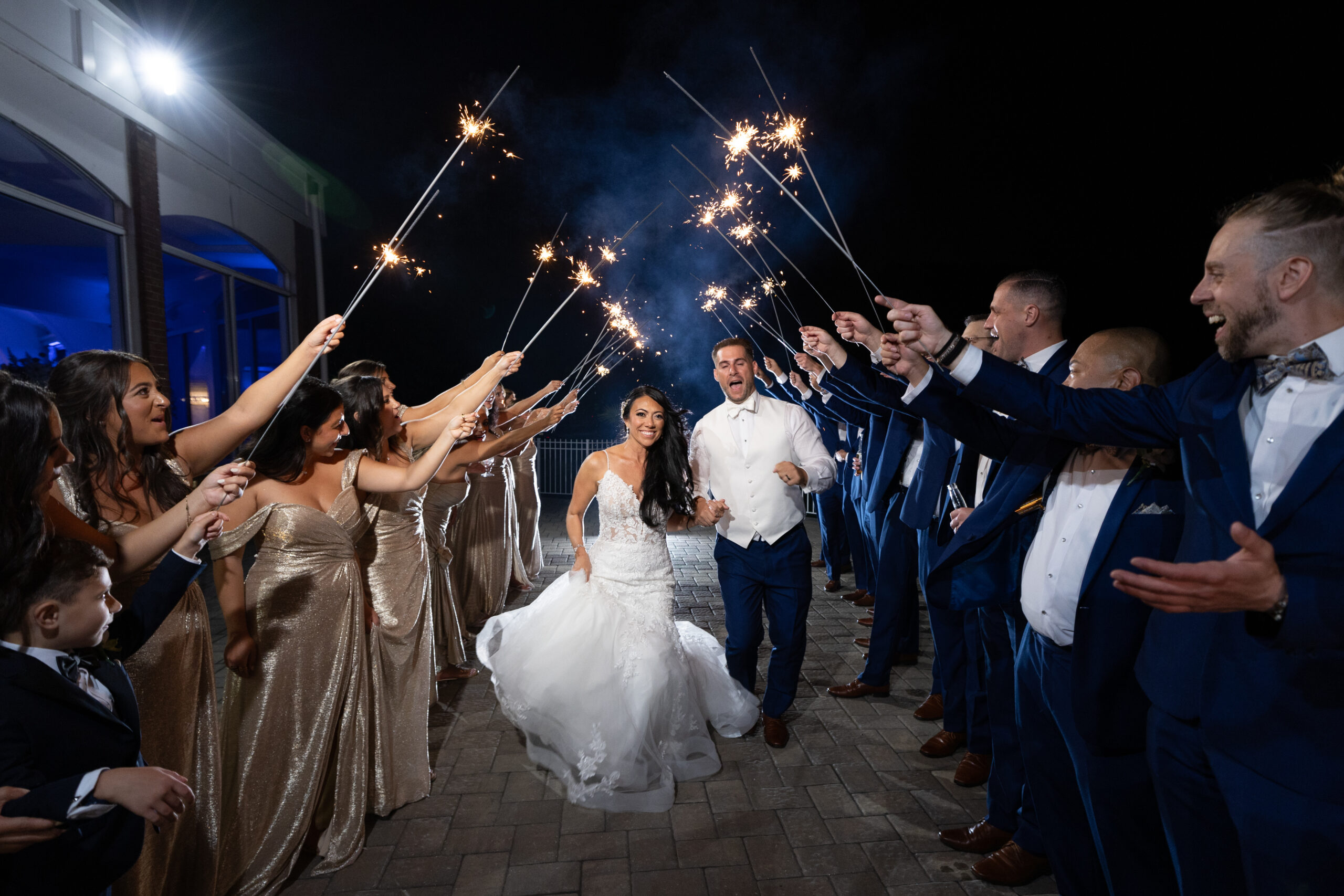 sparkler exit with bride and groom
