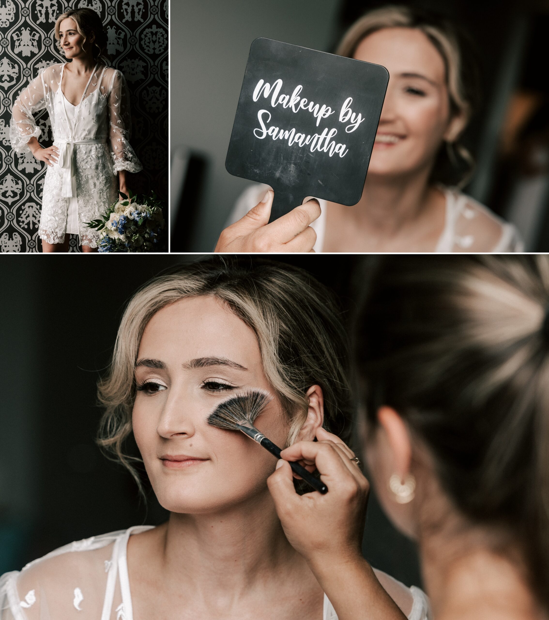 Bride getting makeup done