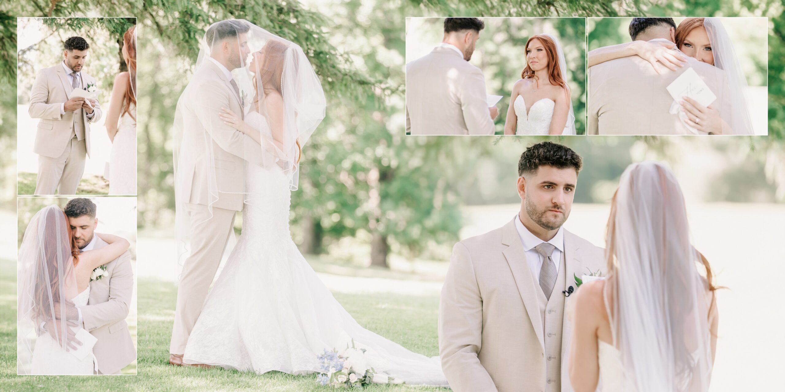 Wedding album with the vows shown