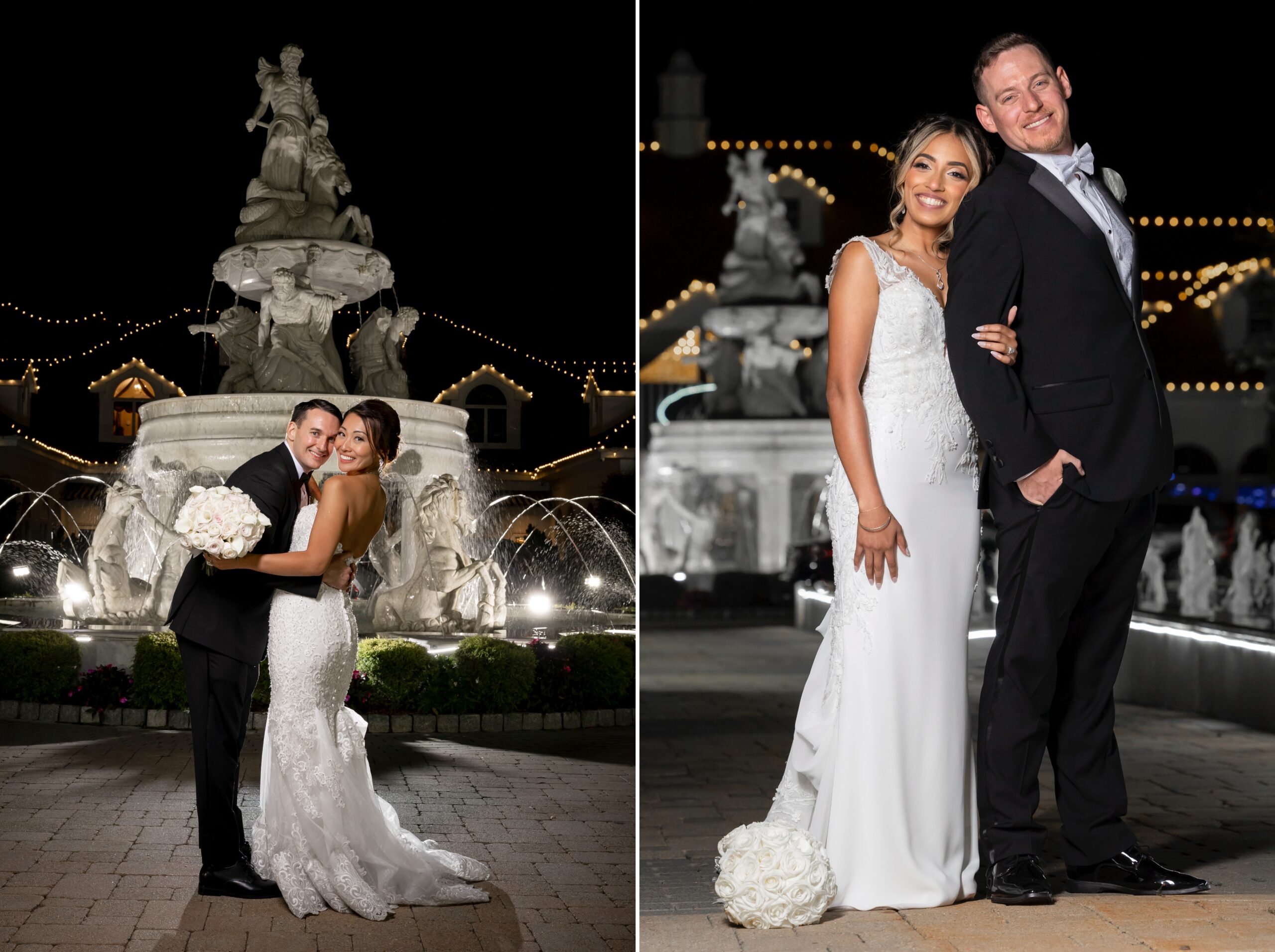 Bride and groom at end of wedding reception