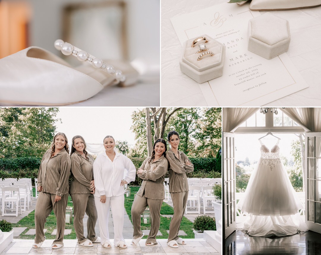 Bridesmaids arriving at The Briarcliff Manor to get dressed for the ceremony