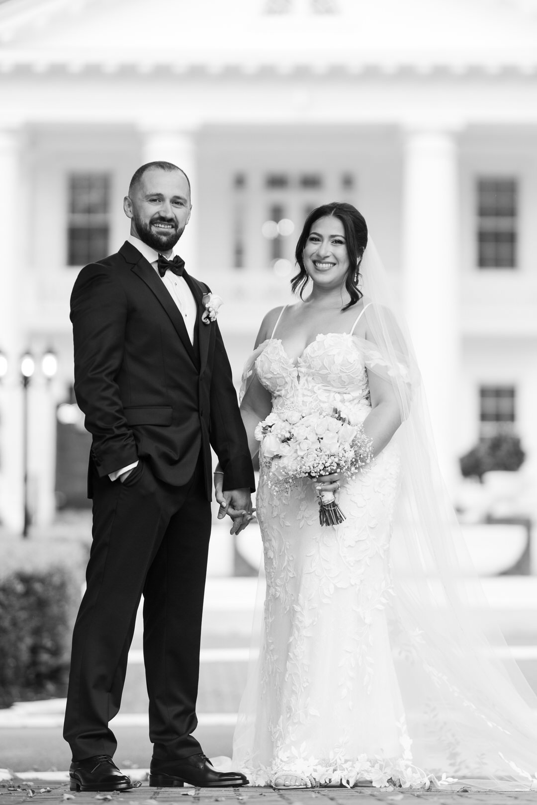 Bride and Groom outside the Briarcliff Manor Wedding Venue.