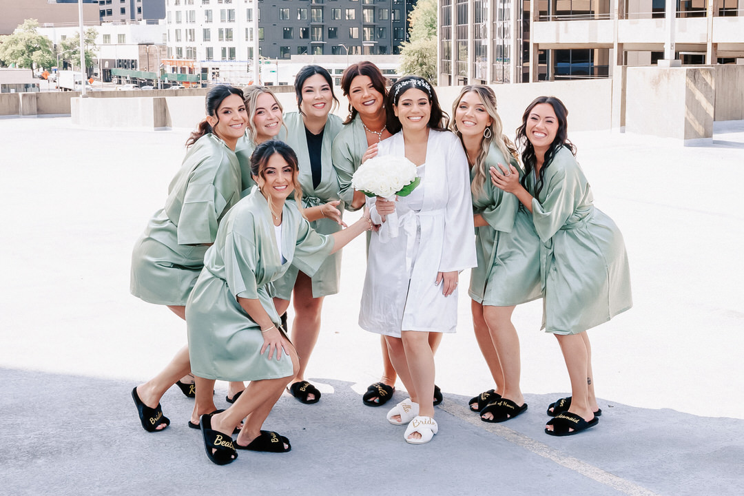 Bridesmaids on the rooftop in White Plains, NY.