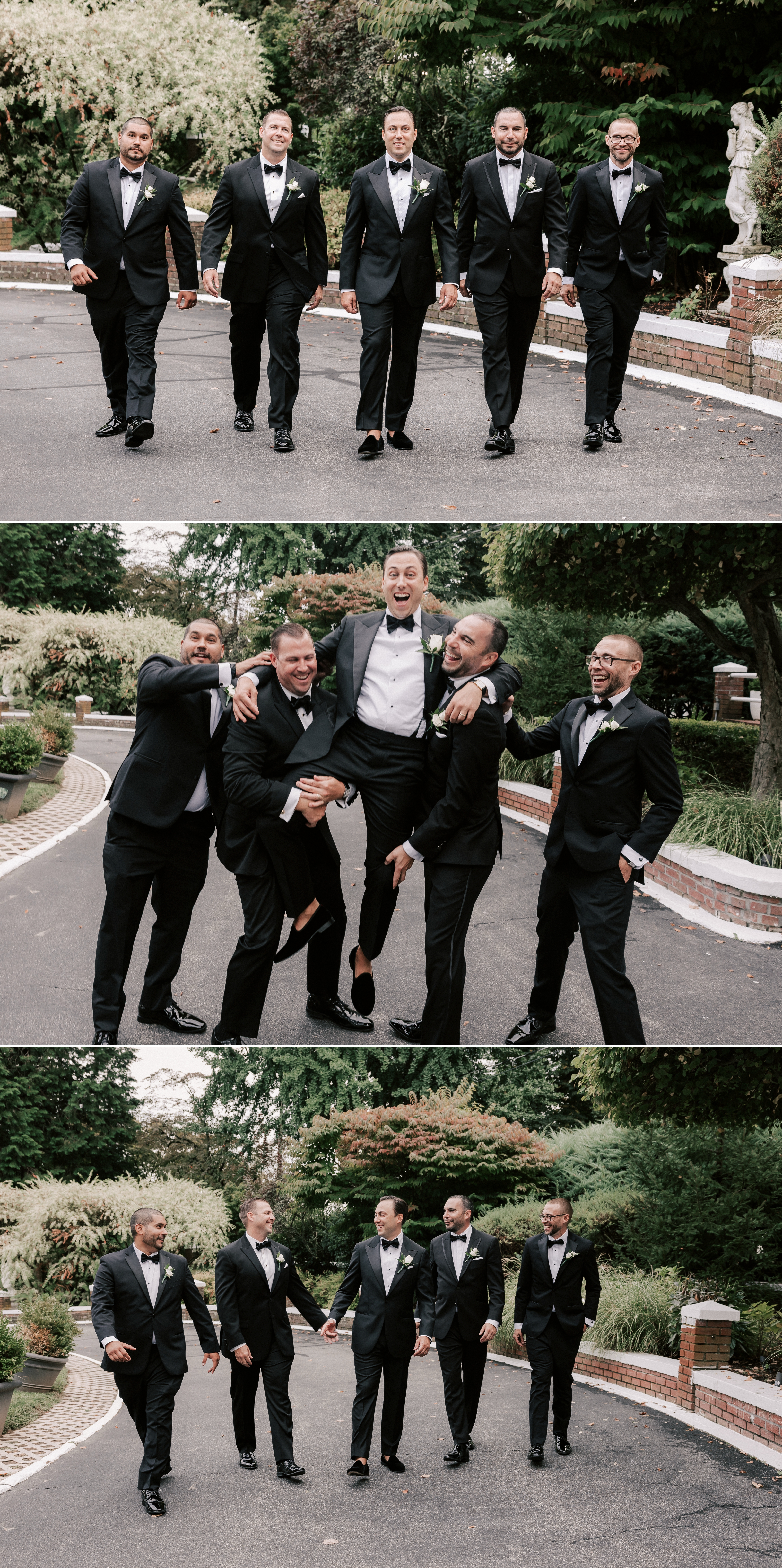 Real Wedding Photos of Groom and guys arriving at The Briarcliff MAnor