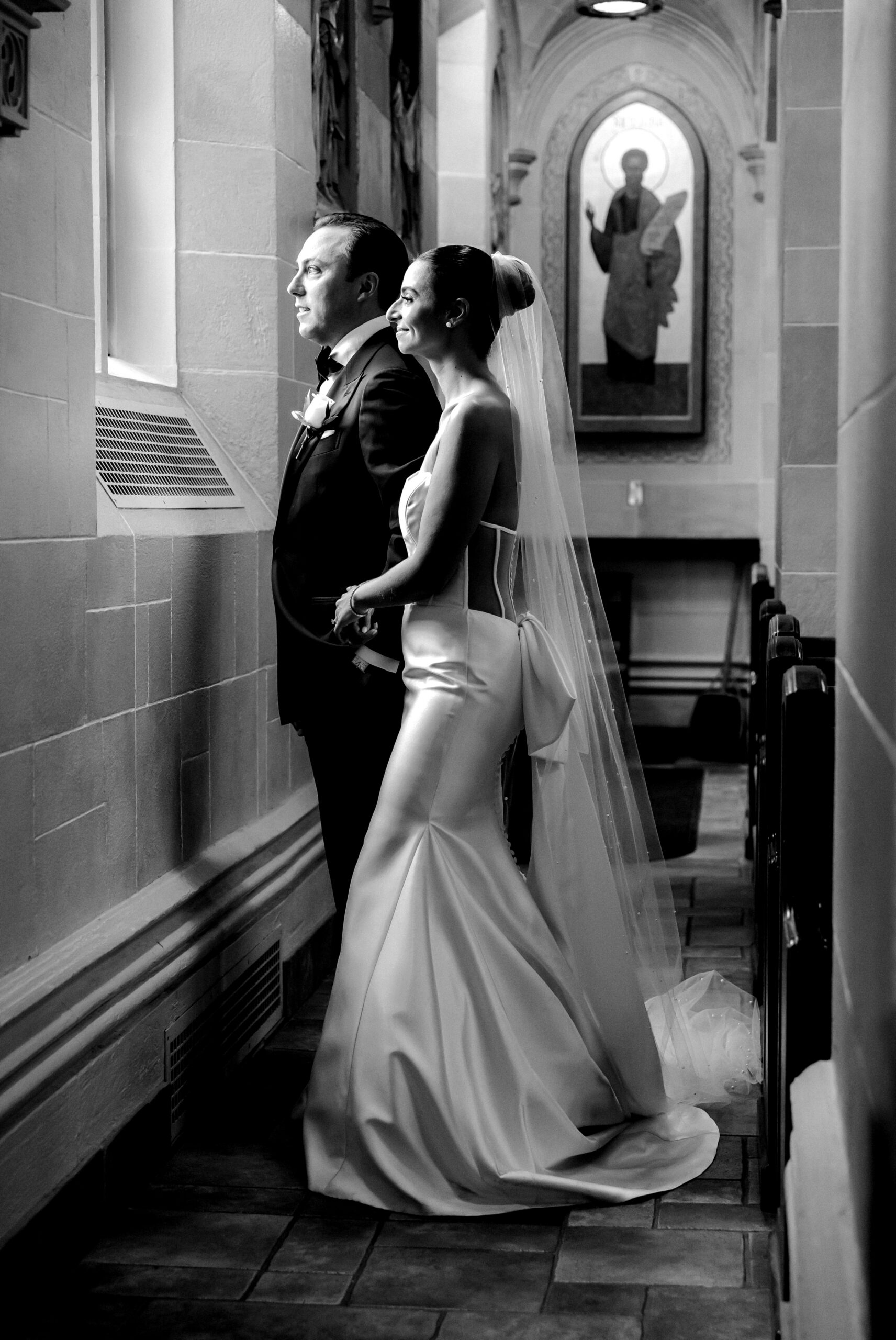 black and white photos at church